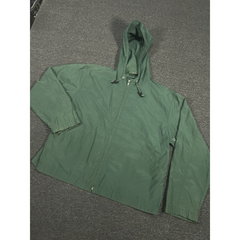 Vintage J Crew Oarsman Jacket Men Small Green Windbreaker Drawstrings Nylon 90s